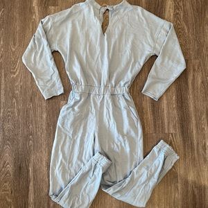 Missguided light blue sweat jump suit